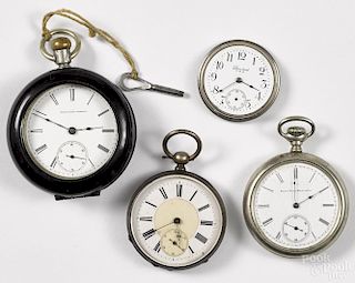 Three pocket watches, to include an Elgin keywind pocket watch, 2 1/4'' dia., an Elgin pocket watch