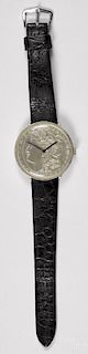 1921 silver dollar coin wrist watch.