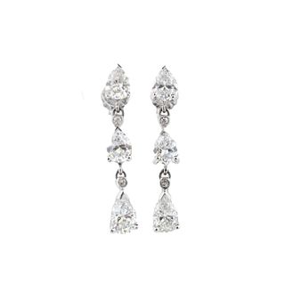 3.60ct Diamond Earrings Set In Platinum