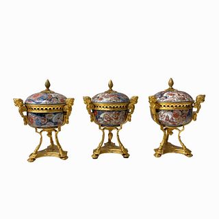 (3) Three French Porcelain Covered Urns