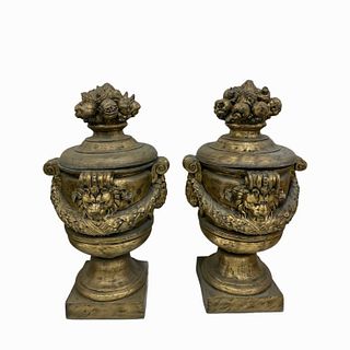 Pair of Monumental Bronze Urns