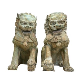 Chinese Bronze Foo Lions Sculpture