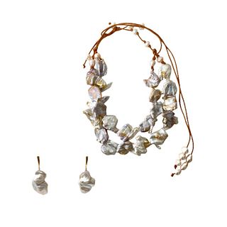Pearl Style Necklace with Earrings