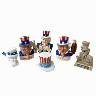(6) Uncle Sam Misc Jugs And Figurines