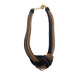 Black and Brown Leather Knot Necklace