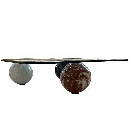 Roche Bobois France Marble And Glass Coffee Table