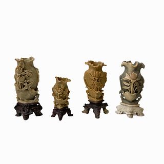 (4) 20th Century Chinese Hard Stone Vases