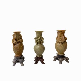 (3) 20th Century Chinese Hard Stone Vases