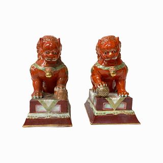 (2) 20th Century Chinese Porcelain Foo Dogs