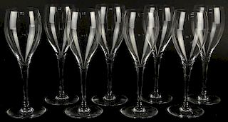 Set of eight (8) Baccarat St Remy Crystal Champagne Flutes.