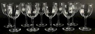 Set of ten (10) Baccarat Montaigne-Optic Claret Glasses.