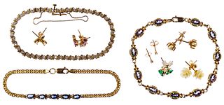 14k Yellow Gold and Gemstone Bracelet and Earring Assortment