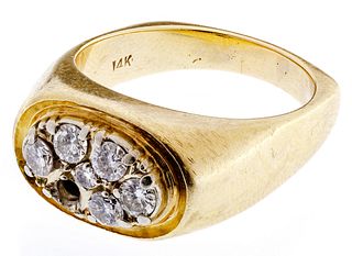 14k Yellow Gold and Diamond Ring