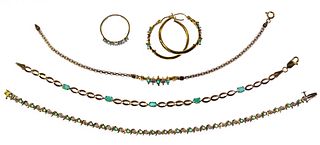 10k Yellow Gold, Emerald and Diamond Jewelry Assortment