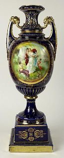 Large Antique Royal Vienna Hand Painted Porcelain Urn.
