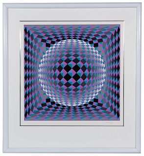 Victor Vasarely (Hungarian / French, 1906-1997) 'Geometric Circle' Serigraph