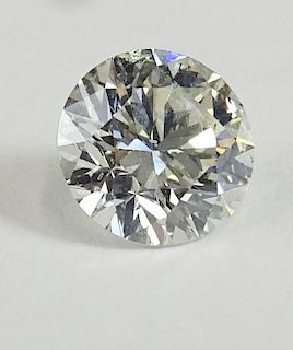 EGL certified 2.17 carat round brilliant cut diamond, H color, SI1 clarity.