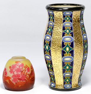 Galle Vase and Austrian Pottery Vase