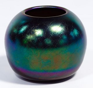 Iridescent Art Glass Craquelure Vase