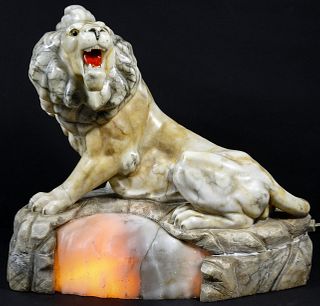 Alabaster Lion Accent Lamp
