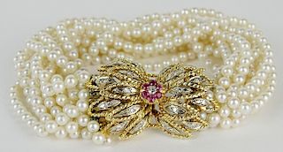 Lady's vintage multi strand pearl bracelet.