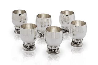 Set of Six EXTRA LARGE Vintage Georg Jensen Grapes Cups #296C