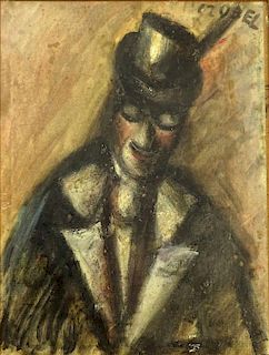 Béla Adalbert Czóbel, Hungarian (1883-1975) Oil on Canvas Laid On Board "The Clown"