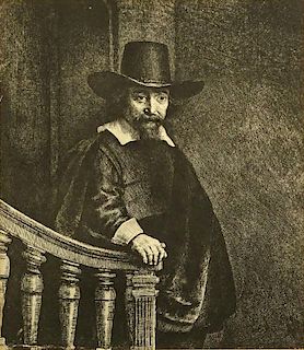 Rembrandt van Rijn, Dutch (1606-1609) Etching, Later Impression "Ephraim Bonus, Jewish Physician".