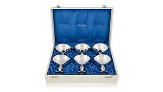 Boxed Set of Georg Jensen Sterling "Cactus" Goblets #572A