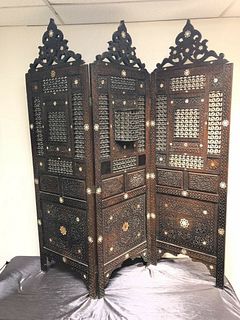 19th century Middle Eastern Syrian three Panels Screen.