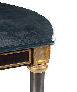 A Russian Empire Style Gilt Bronze Mounted and Green-Painted Dining Table