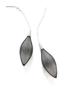 Ovulo Earrings in Black and White Silver
