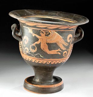 Greek Apulian Pottery Bell Krater - Eros & Maenad