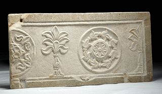 Large Romano-Byzantine Marble Panel - Florals