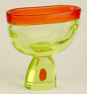 Mid 20th century modern Murano possibly Venini heavy footed glass compote/vase.