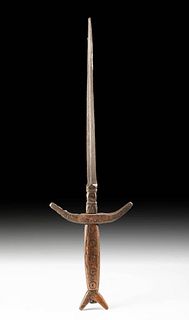 15th C. Italian Stiletto Dagger w/ Wood Handle