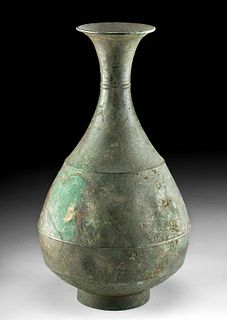 Korean Koryo Dynasty Bronze Vase w/ Japanese Wood Box