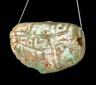 Maya Carved Jadeite Amulet w/ Zoomorphic Image