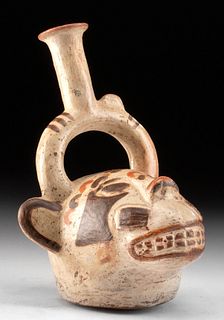 Inca Animal Face Stirrup Vessel