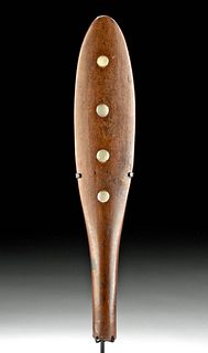 19th C. Polynesian Wood Scepter, Mother of Pearl Inlays