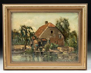 Signed Framed Early 20th C Dutch Landscape - J. Knikker