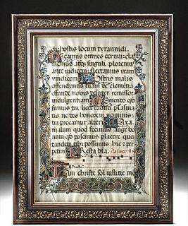 15th C. Illuminated Page of Roman Breviary w/ Music