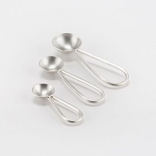 Set of 3 Small Sterling Silver Spoons Wide Looped Handles