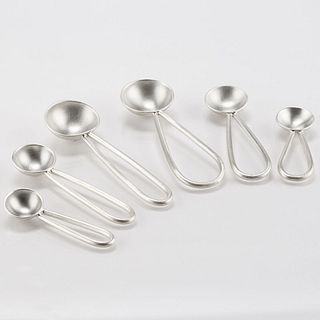 Set of 6 Small Sterling Silver Spoons Looped Handles