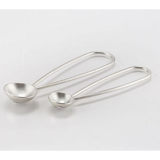 Pair of Small Sterling Silver Spoons Long Looped Handles