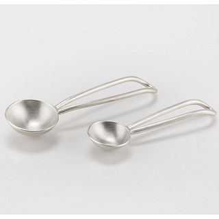 Pair of Small Sterling Silver Spoons Curved Looped Handles