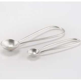Pair of Small Sterling Silver Spoons Pinched Flat Bottoms