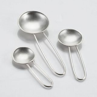 Looped Handle Measuring Spoons Set Sterling Silver