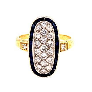 Art Deco 18K & Platinum Diamond & Sapphire RingÊ