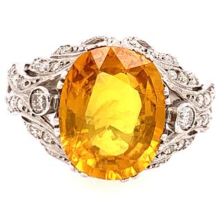 Retro Platinum Diamond & Yellow Sapphire Diamond RingÊ